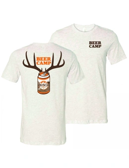 Busch Beer Hunting Beer Camp Front and Back Print Grey T-Shirt