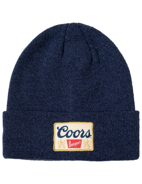 Coors Banquet Beer Square Label Patch Knit Cuff Beanie, hi-res image number null