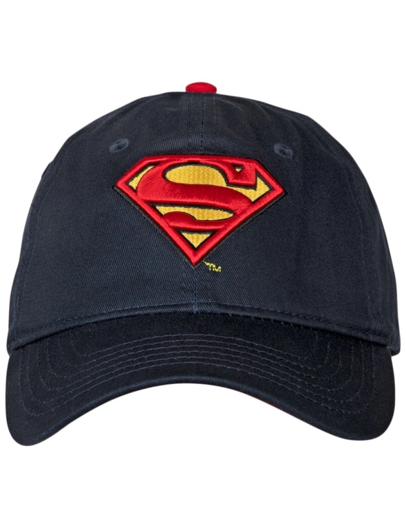 Superman Classic Symbol Dark Navy Curved Brim Adjustable Dad Hat, hi-res image number null