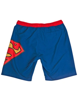 Superman Symbol Blue with Red Waistband Board Shorts