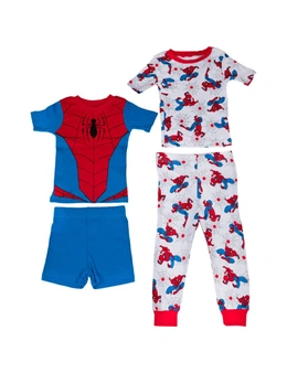 Marvel Comics Spider-Man Costume & AOP 4-Piece Pajama Set