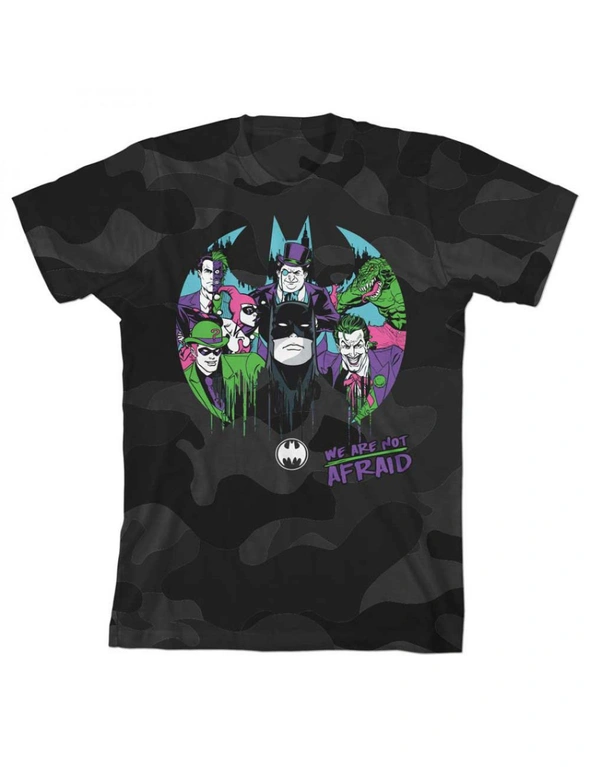 DC Comics Batman We Are Not Afraid Bat Symbol Camo Youth T-Shirt, hi-res image number null