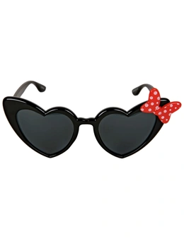 Disney Minnie Mouse Heart Shaped Polka Dot Print Sunglasses with Bow