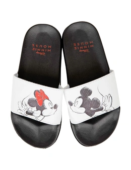 Disney Mickey Mouse and Minnie Mouse Sharing a Kiss Women's Flip Flop Slides