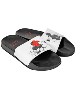 Disney Mickey Mouse and Minnie Mouse Sharing a Kiss Women's Flip Flop Slides