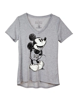Disney Mickey Mouse Pencil Sketch Juniors V-Neck T-Shirt