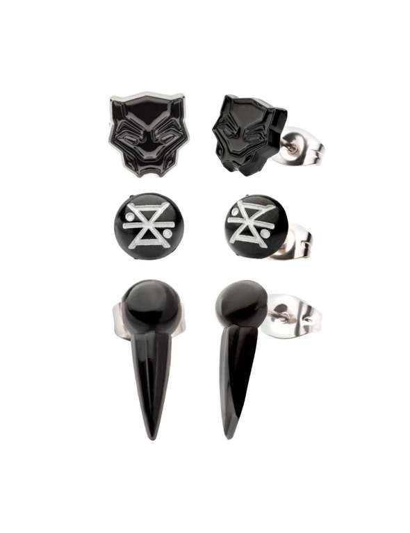 Black Panther Symbols 3-Pair Earrings Set, hi-res image number null