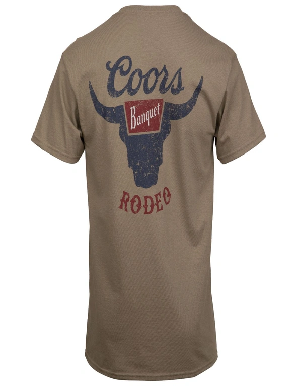 Coors Banquet Rodeo Logo Distressed Front and Back Tan T-Shirt, hi-res image number null