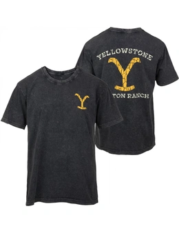 Yellowstone Dutton Ranch Distressed Logo Blue Front and Back T-Shirt