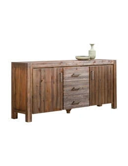 Buffet Sideboard in Chocolate Colour - Solid Acacia Wooden Frame Storage Cabinet with Drawers