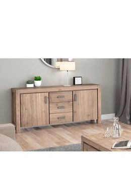 Buffet Sideboard in Oak Colour - Solid Acacia Wooden Frame Storage Cabinet with Drawers