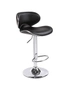 2X Black Bar Stools Faux Leather Mid High Back Adjustable Crome Base Gas Lift Swivel Chairs, hi-res