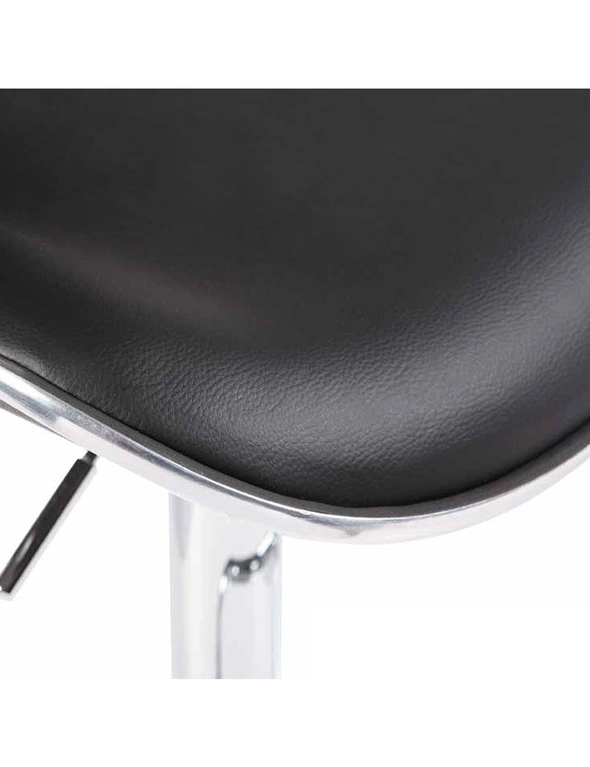 2X Black Bar Stools Faux Leather Mid High Back Adjustable Crome Base Gas Lift Swivel Chairs, hi-res image number null