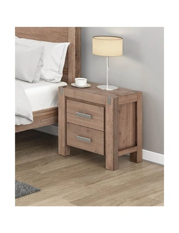Bedside Table 2 drawers Night Stand Solid Wood Acacia Oak Colour