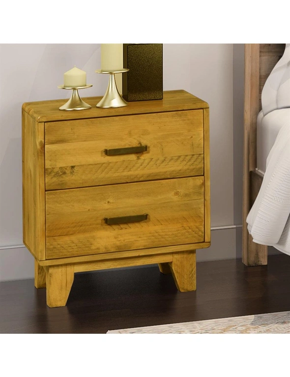Bedside Table 2 drawers Night Stand Solid Wood Storage Light Brown Colour, hi-res image number null
