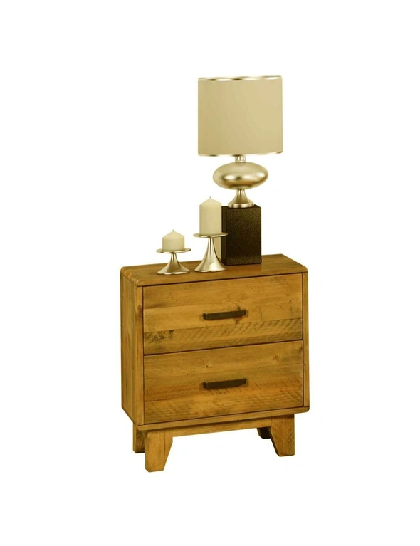Bedside Table 2 drawers Night Stand Solid Wood Storage Light Brown Colour, hi-res image number null