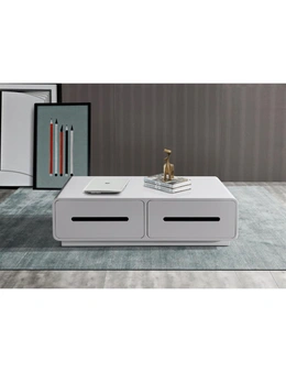 Coffee Table High Gloss Finish Shiny White Colour with 2 Drawers Storage