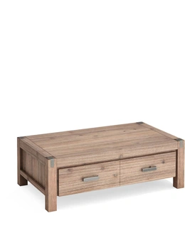 Coffee Table Solid Acacia Wood & Veneer 1 Drawer Storage Oak Colour