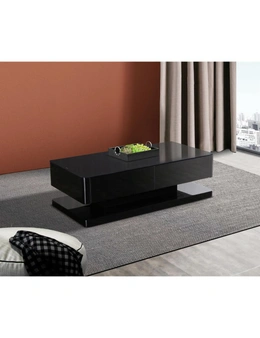 Stylish Coffee Table High Gloss Finish in Shiny Black Colour with 4 Drawers Storage