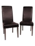 2x Wooden Frame Brown Leatherette Dining Chairs with Solid Pine Legs, hi-res