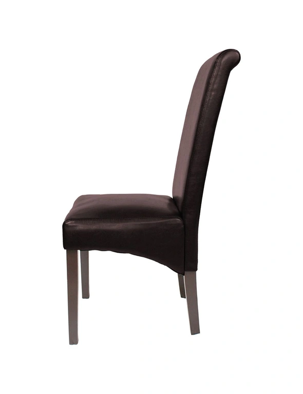 2x Wooden Frame Brown Leatherette Dining Chairs with Solid Pine Legs, hi-res image number null