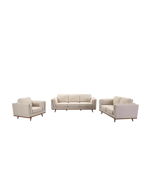 3+2+1 Seater Beige Colour Fabric Sofa Set, hi-res image number null