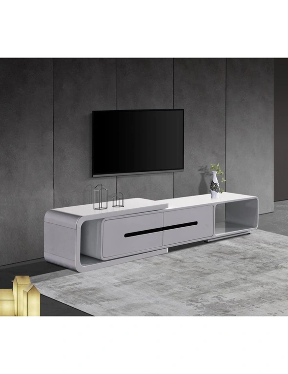 TV Cabinet with 2 Storage Drawers With High Glossy Assembled Entertainment Unit in White colour, hi-res image number null