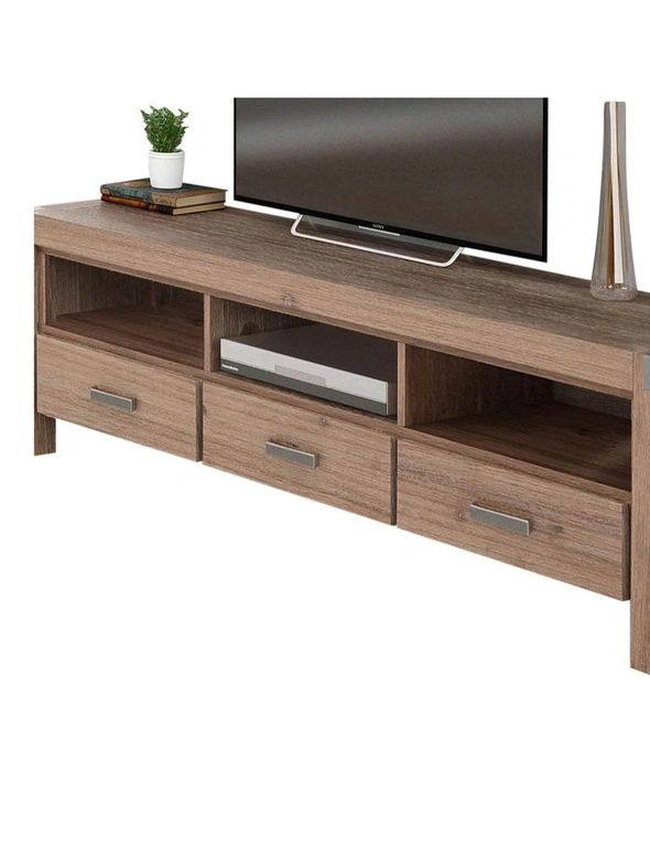 TV Cabinet with 3 Storage Drawers with Shelf Solid Acacia Wooden Frame Entertainment Unit, hi-res image number null