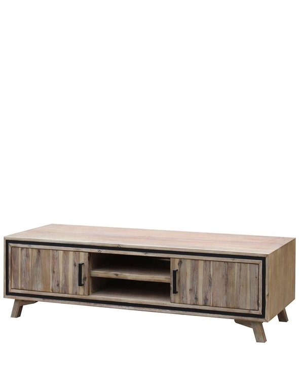 TV Cabinet with 2 Storage Drawers Cabinet Solid Acacia Wooden Entertainment Unit, hi-res image number null