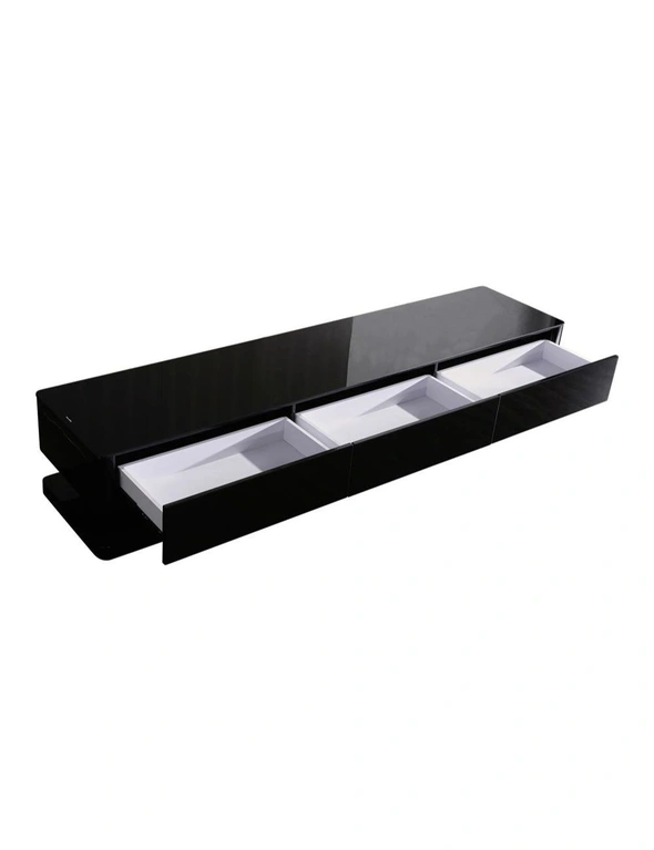 TV Cabinet with 3 Storage Drawers With High Glossy Assembled Entertainment Unit in Black colour, hi-res image number null