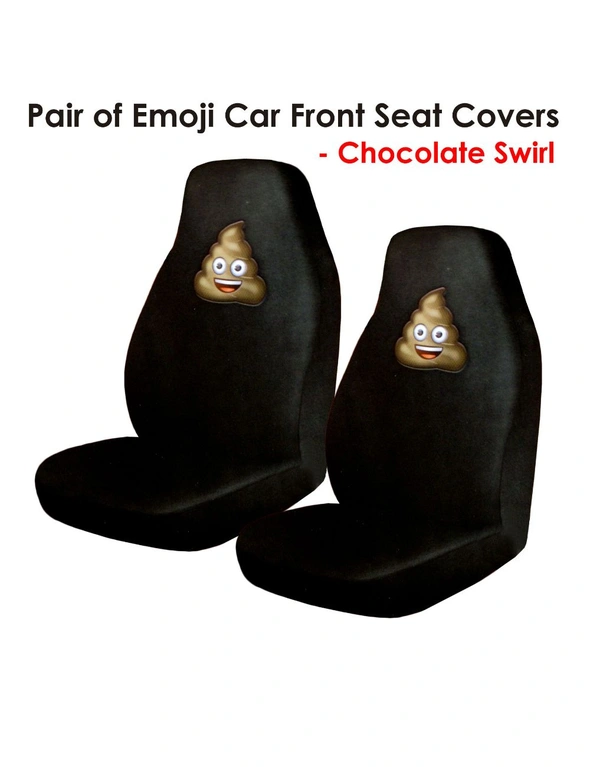Pair of Emoji Car Front Seat Covers Chocolate Swirl, hi-res image number null