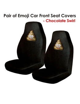 Pair of Emoji Car Front Seat Covers Chocolate Swirl