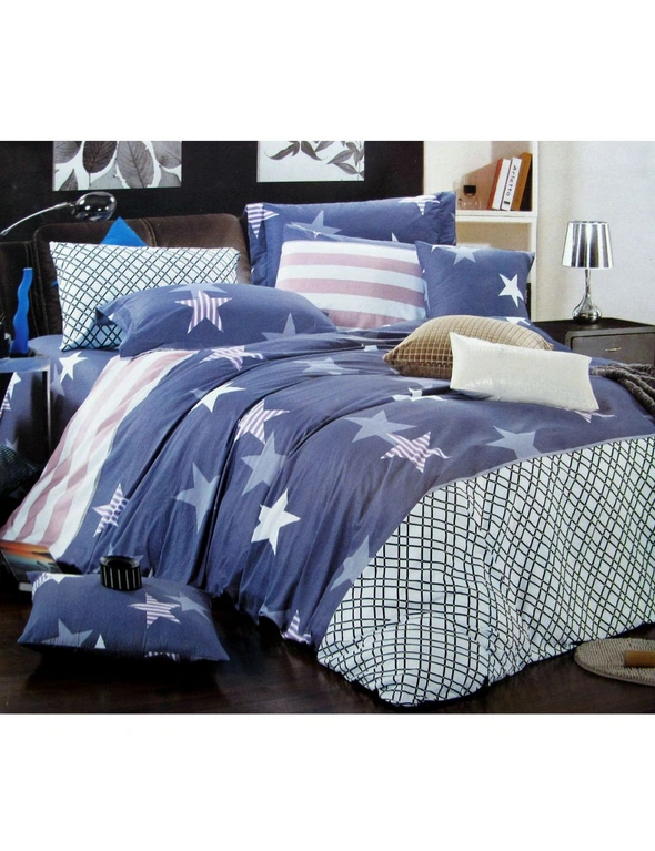 310TC Starry Love Cotton Printed Quilt Cover Set Single, hi-res image number null