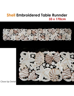 Shell Embroidered Table Runner