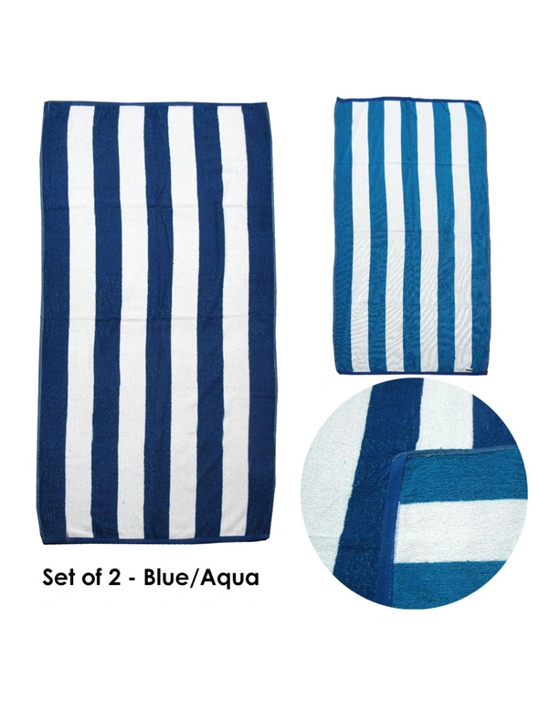 Set of 2 Reversible Cabana Striped Towels, hi-res image number null