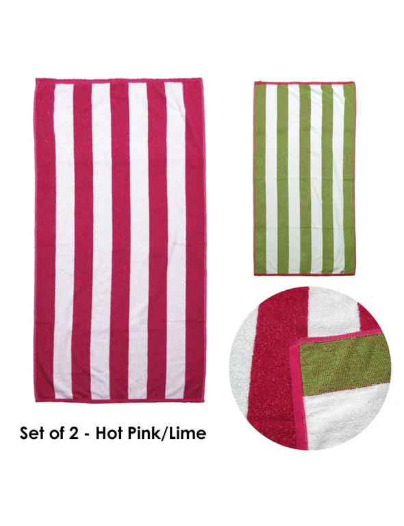 Set of 2 Reversible Cabana Striped Towels, hi-res image number null