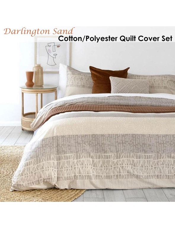 Bambury Darlington Sand Cotton Polyester Quilt Cover Set King, hi-res image number null