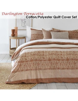 Bambury Darlington Terracotta Cotton Polyester Quilt Cover Set Queen