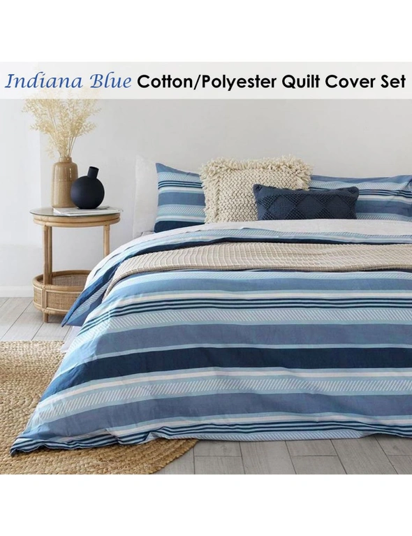 Indiana Blue Cotton Polyester Quilt Cover Set King, hi-res image number null