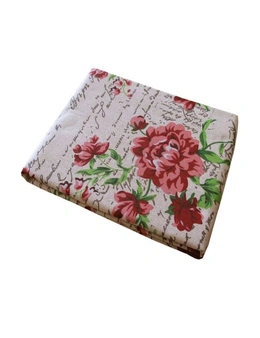 Cotton Red Floral Oblong Table Cloth
