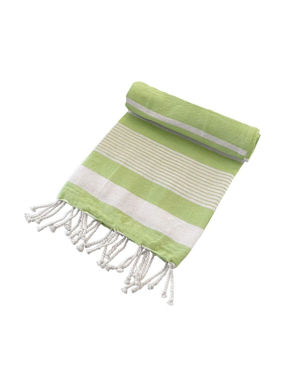 Cotton Rich Large Turkish Beach Towel with Tassels 80cm x 155cm, hi-res image number null