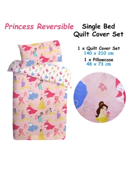 Caprice Disney Princess Reversible Licensed Quilt Cover Set Single