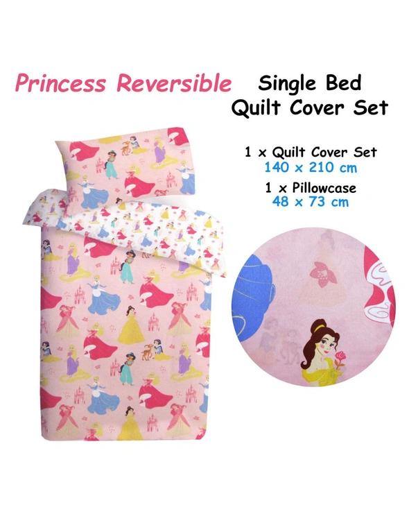 Caprice Disney Princess Reversible Licensed Quilt Cover Set Single, hi-res image number null