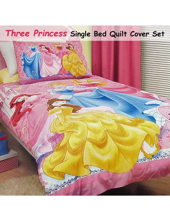 Caprice Disney Three Princesses Licensed Quilt Cover Set Single, hi-res image number null