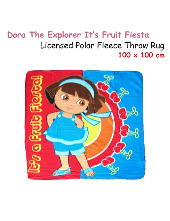 Polar Fleece Throw Rug Dora Explorer It's Fruit Fiesta 100 x 100 cm by Caprice, hi-res image number null