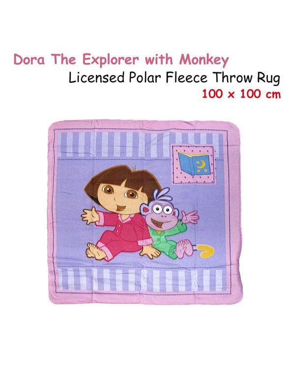 Polar Fleece Throw Rug Dora Explorer with Monkey 100 x 100 cm by Caprice, hi-res image number null