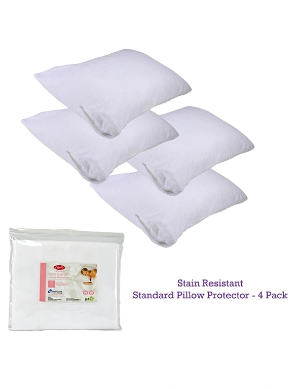 Stain Resistant Standard Pillow Protectors 4 Pack by Easyrest, hi-res image number null