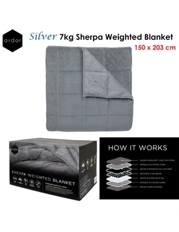 Silver 7kg Sherpa Weighted Blanket by Ador