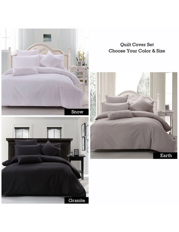 Cotton Waffle Quilt Cover Set Granite Single, hi-res image number null