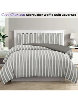 Ardor Cove Charcoal Seersucker Waffle Quilt Cover Set